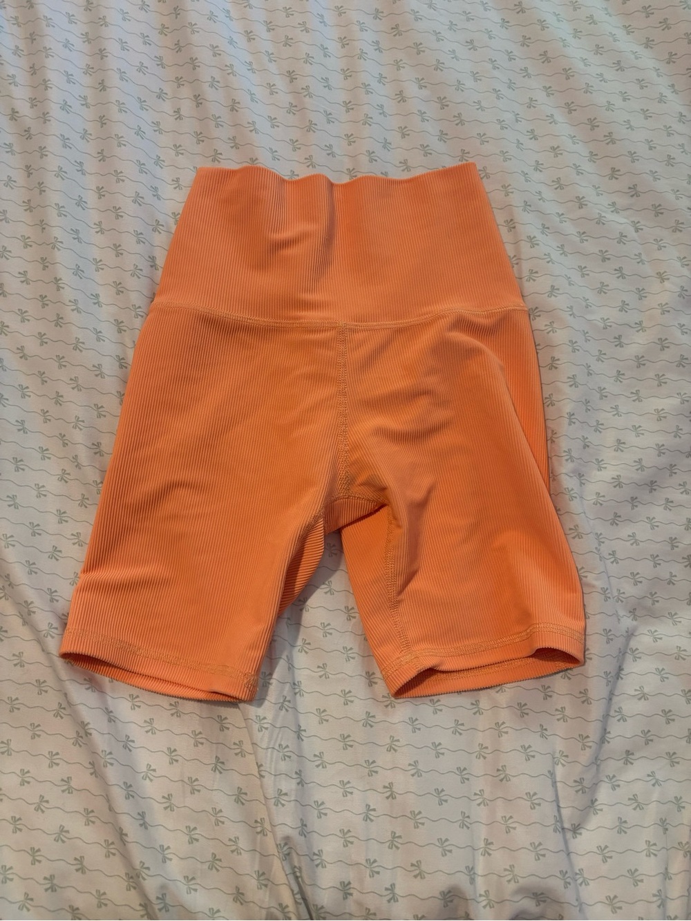 Kids High-Waist Orange Ribbed Bike Shorts Five The Label